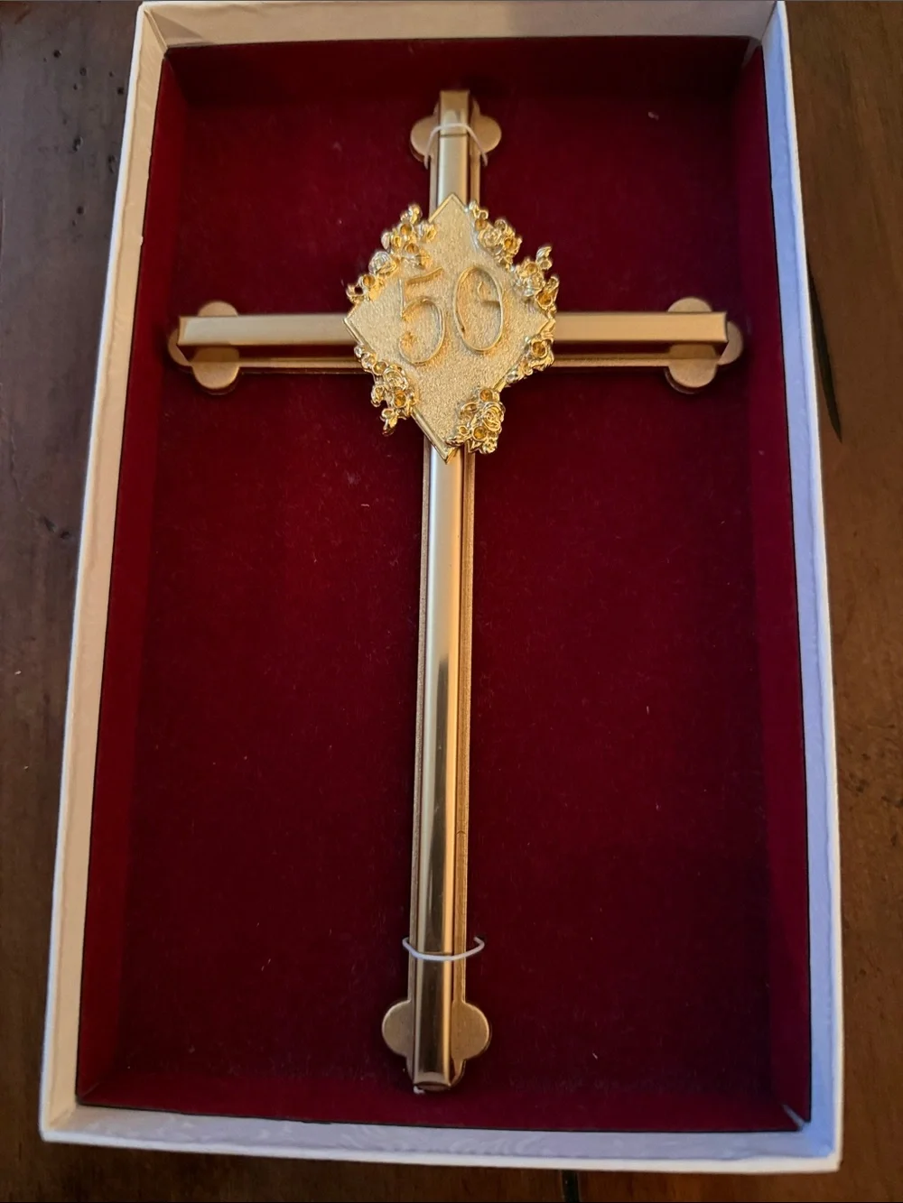 Gold 50th Anniversary Decorative Cross - Party Keepsake